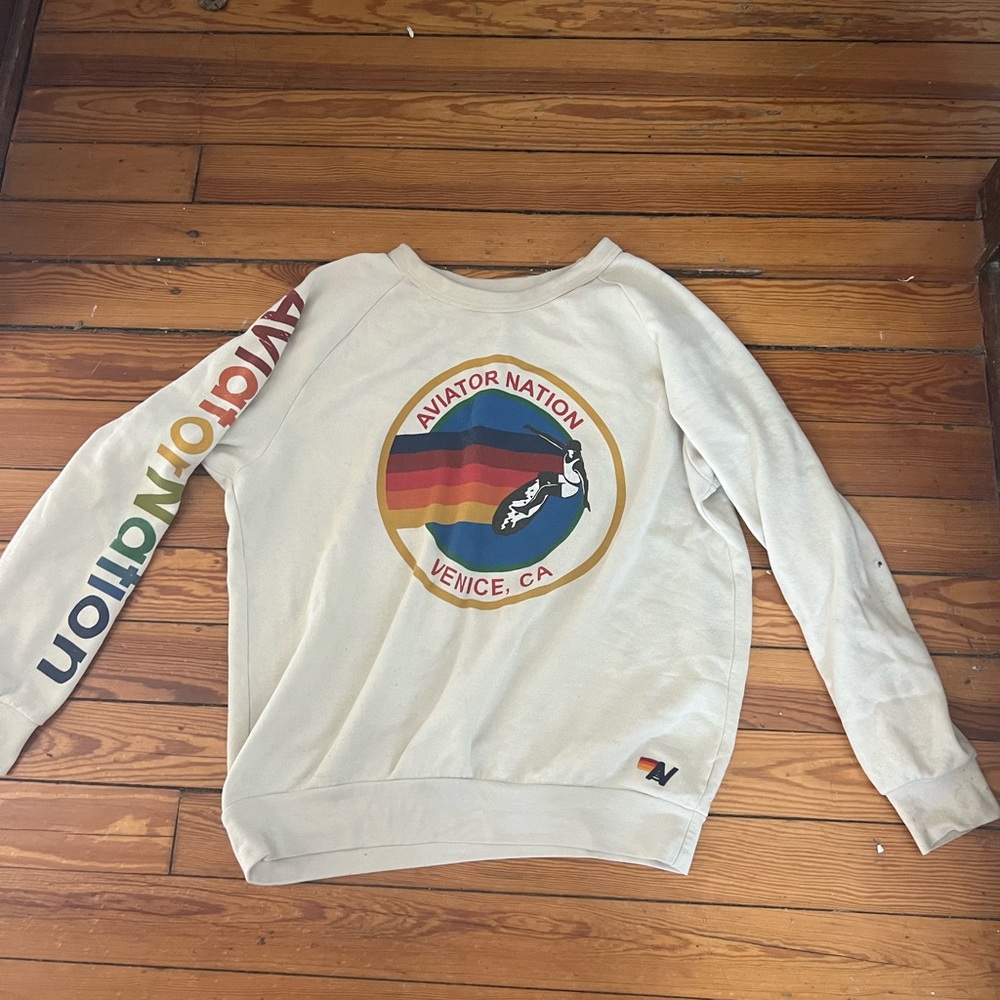 Aviator nation cream crew neck